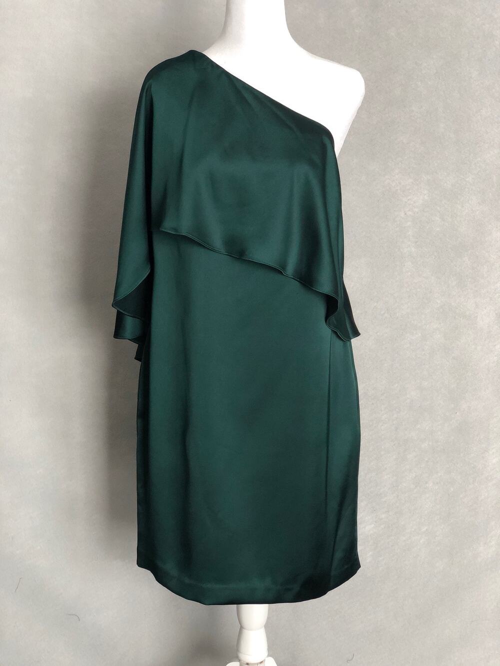 Lauren Ralph Lauren Mini Dress One Shoulder Green Women's Size 10 NEW